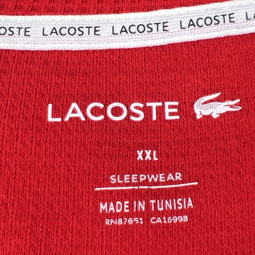 Lacoste Camicia Uomo 2XL Rosso Pigiama Waffle Maglia Termica Manica Lunga - Foto 5 di 11