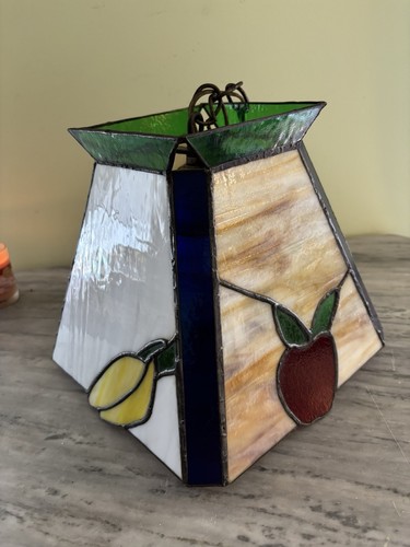 VINTAGE STAINED GLASS CEILING LIGHT - Picture 3 of 11