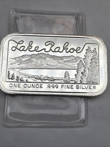 Vintage Lake Tahoe Art Bar by Silvertowne Mint 1 Troy oz.999 Fine Silver Proof
