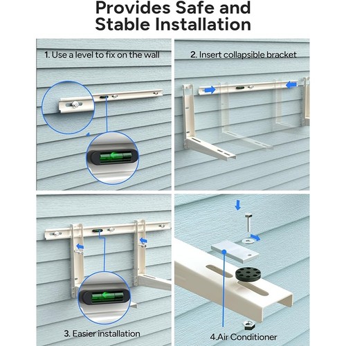 Heavy Duty Air Conditioner Wall Bracket 400lbs Capacity Adjustable Steel Support - Picture 4 of 8