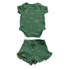 Garanimals Baby Girl Outfit 2 Piece Set 3 6 Months Green Rainbow Ribbed