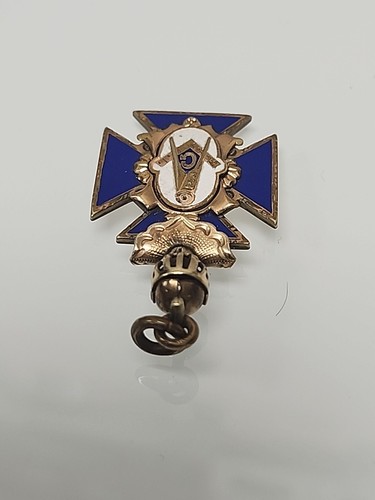Ritter von Pythias Gold gefüllt Emaille Antik Uhrenanhänger Freimaurer  - Bild 4 von 6
