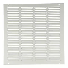 24 In X 24 In Return Air Grille, 45 Degree Louvered, One-Way, White, Steel,