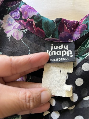 Blusa Judy Knapp Mujer Años 90 Floral Oscura Romántica Lunares Talla Med Celestial - Imagen 2 de 10