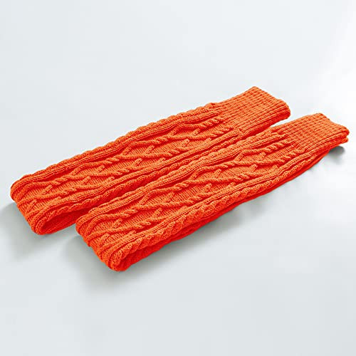 Women's Cable Knit Thigh High Boot Socks Extra Long Winter One Size Orange - Picture 4 of 4