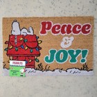 Peanuts Snoopy Christmas Peace Joy Red Green Lights Coir Door Mat 18x28” Doormat