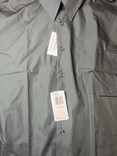 Van Heusen Wrinkle Free Poplin Dress Shirt 17.5 32/33 XL NEW Green Long Sleeve - Picture 4 of 11
