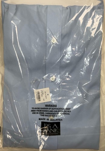 Jos para hombre nuevo con etiquetas. A. Camisa de vestir Bank Traveler ajustada de algodón azul claro 16-36 - Imagen 4 de 5