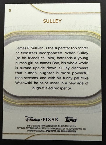 2025 Topps Chrome Disney Pixar Sulley Yellow /275 - Bild 4 von 4