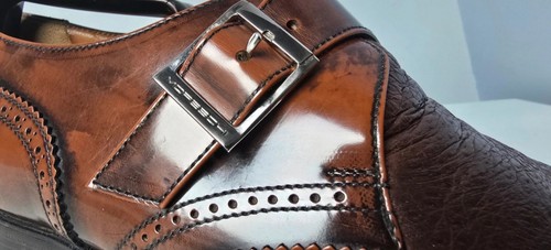Zapatos Moreschi Para Russell & Bromley Marrón Monje Correa Calidad Reino Unido 7 Hechos en Italia - Imagen 8 de 12
