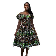 African Print Ankara Colorful Off Shoulder Spring/Summer Dress