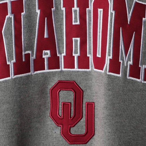 Men's Colosseum Heather Gray Oklahoma Sooners Arch & Logo Crew Neck Sweatshirt - Bild 5 von 5