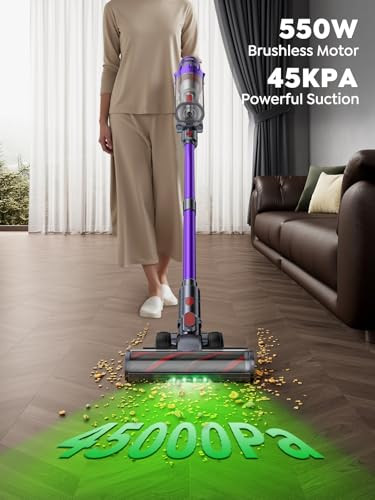 Cordless Vacuum Cleaner, 550W 45KPA 60 Mins Runtime Vacuum Cleaners for Home, - Picture 3 of 7