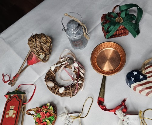 Lote 10+ adornos navideños artesanales vintage American Pride - Imagen 7 de 15