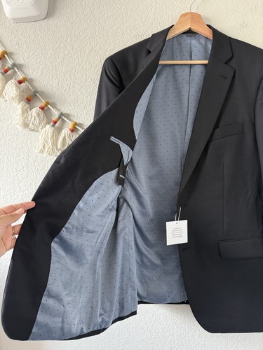 Indochino Wool Cashmere Black 2 Button Tuxedo Blazer Formal Office NWT Mens 52 - Picture 4 of 12