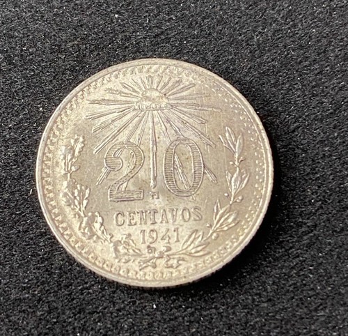 1941 Mexico 20 Centavos 0.7200 Silver ASW 0.0772 Free Shipping