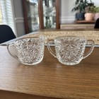 Anchor Hocking Cream and Sugar Clear Pressed Glass Stars Bars @25