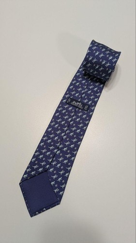 HERMES Tie silk 100% all-over pattern Kangaroo pattern made in France 83 - Picture 3 of 5