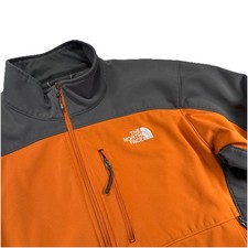 North Face Apex Bionic Jacket Gray Orange Softshell Full Zip Fleece Lined Mens L