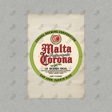 Vintage Corona Malta Beer Label Metal Sign Puerto Rico Brewing Co. #483890