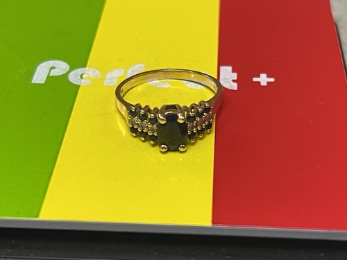 VTG Retro Solid 14K Gold Oval Sapphire & Diamond Estate Ring Sz 6.75 !! - Picture 8 of 12