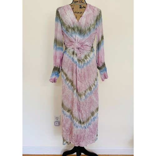 YFB YOUNG FABULOUS & BROKE Surplice V Neck Gorgeous Tie Dye Maxi Dress Sz M NEW - Picture 3 of 13
