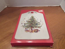 “HAPPY HOLIDAYS” Nikko Christmas Tree Japan Ceramic Snack Cheese Board- IOB