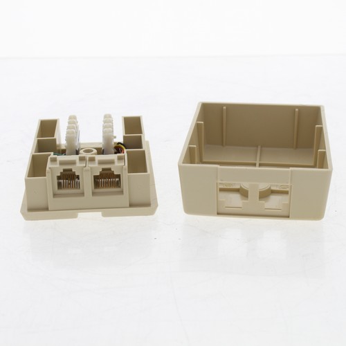 Leviton Ivory Duplex Surface Mount Phone Jack 6-Wire & T568B Cat 3 110 41086-IDB - Picture 6 of 8