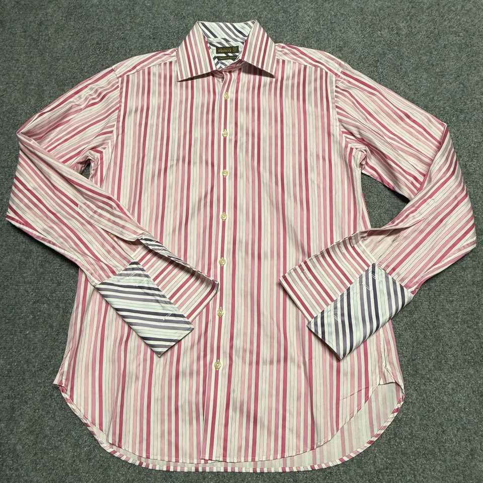 Camisa de vestir Ted Baker para hombre 15,5 39 rosa resistencia algodón superfino puño francés Foto 2 de 4