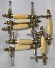 Vintage 6" Drawer Handle Pull Set of 7 Gold Colored Metal  Ivory Plastic 3"