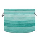 Large Storage Basket Teal Turquoise Green Wood Storage Organizer Bins with Ha...