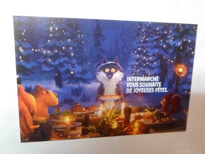 Intermarché postcard. The Christmas Wolf Wolf, the ''badly loved''. New, luxury.