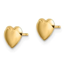 14K Small Solid Yellow Gold Polished Heart Post Studs Earrings Post & Push Back