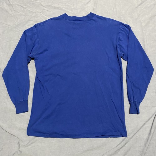 Vintage 90s Russell Athletic Shirt Mens Large Blue Blank Long Sleeve Made In USA - Picture 5 of 11