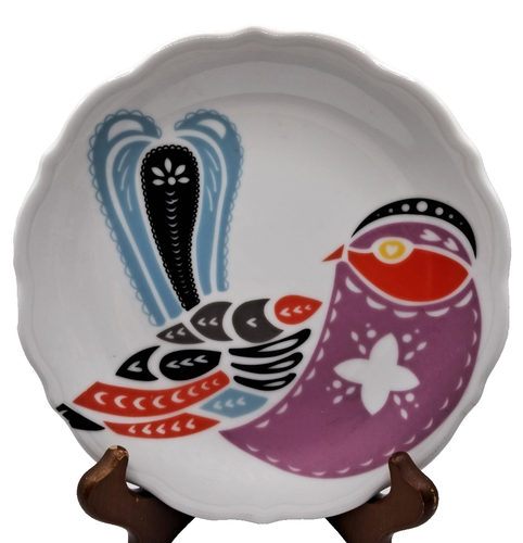 Colorido Plato Decorativo Estilo Artístico Pájaro Postre Snack Cerámica 7 1/4" - Imagen 1 de 6