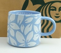 Starbucks Mug Tasse Becher Spring Breeze BlüTen Blau-Weiß Schriftzug 12Oz Neu