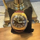 Vintage Timex Viscount 1976 Automatic Mens Watch 37mm Brown Dial Calendar