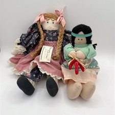 Lot Of 2 Vintage Handmade Rag Dolls Ft. Collin  s CO Country Decor Farmhouse