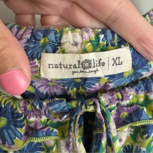 NATURAL LIFE Elizabeth Floral Maxi Dress Green Blue Ruffle Trim Women’s XL - Foto 8 di 11