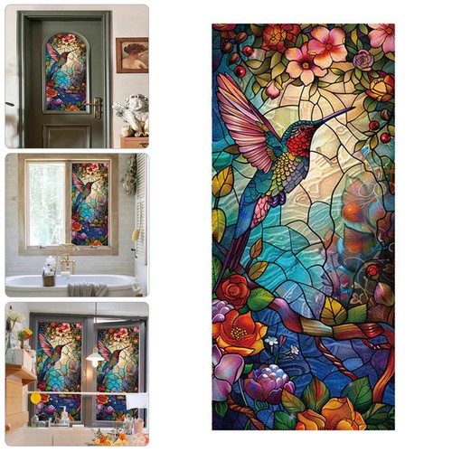 Window Film Floral Birds Privacy Stained Cling Static Glass Sticker No-Glue Film - Picture 9 of 18