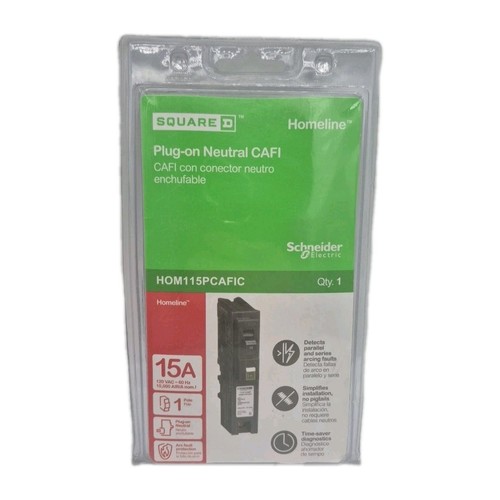 Square D Homeline Leitungsschutzschalter 15-Amp 120V 1-polig CAFCI Aufsteck Neutral