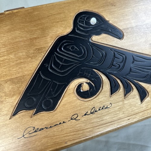 Wood Haida West Coast Indian Box Clarence A. Wells Black Eagle Wood Box - Picture 2 of 8