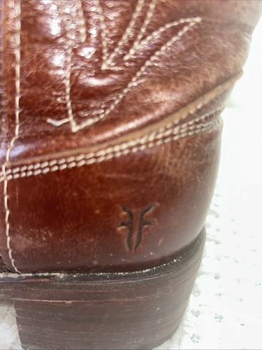 Vintage 80er 90er Frye Campus Stiefel Damen 6,5 braun eckige Zehenpartie Blumenmuster genäht - Bild 2 von 9