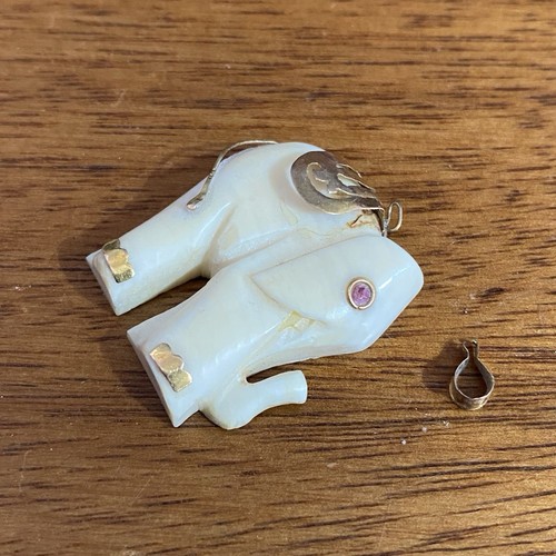 Vintage 14k Gold Lucky Elephant Good Luck Charm Pendant With Ruby Eye For Repair - Picture 3 of 8