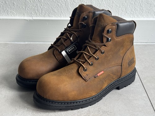 Men’s WORX By Red Wing Steel Toe Work Boots Waterproof Brown Size 10.5WW - Picture 2 of 15