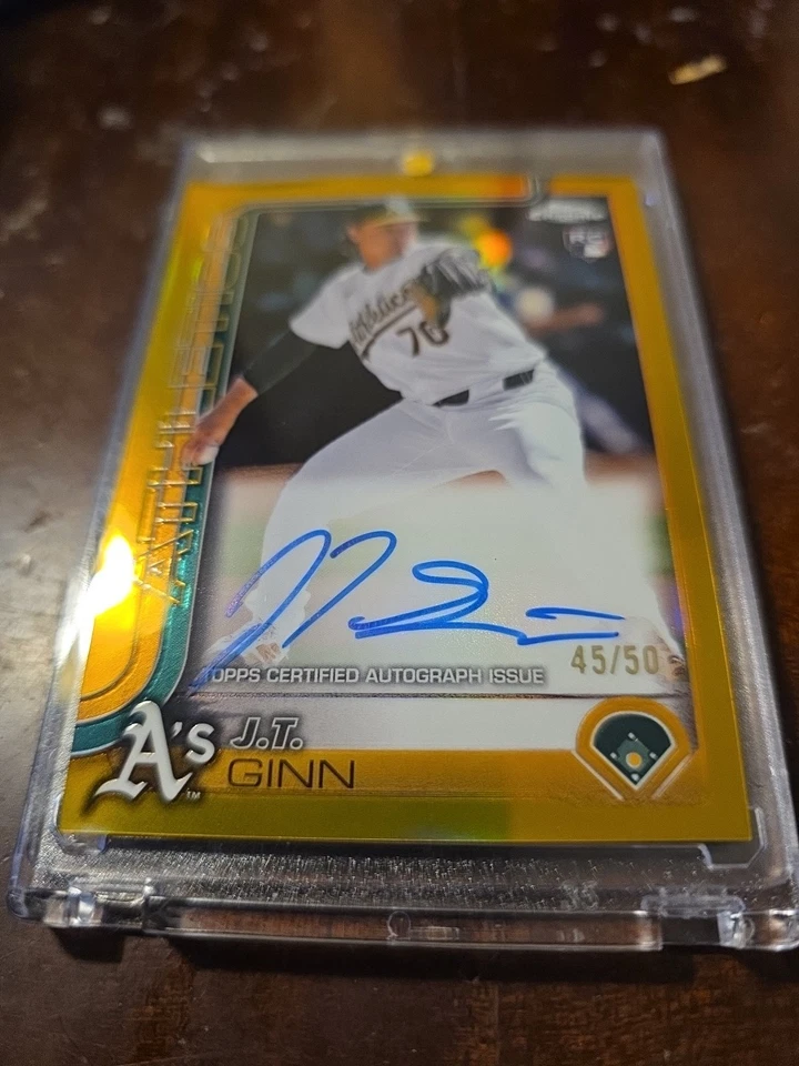 JT Ginn (RC) /50 Auto Gold SSP Athletics (P) 2025 Topps Chrome Rookie A's ** - Image 2 of 4