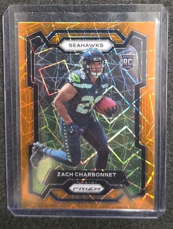 2023-24 Panini Prizm Zach Charbonnet Rookie RC Orange Laser Prizm #392 Seahawks