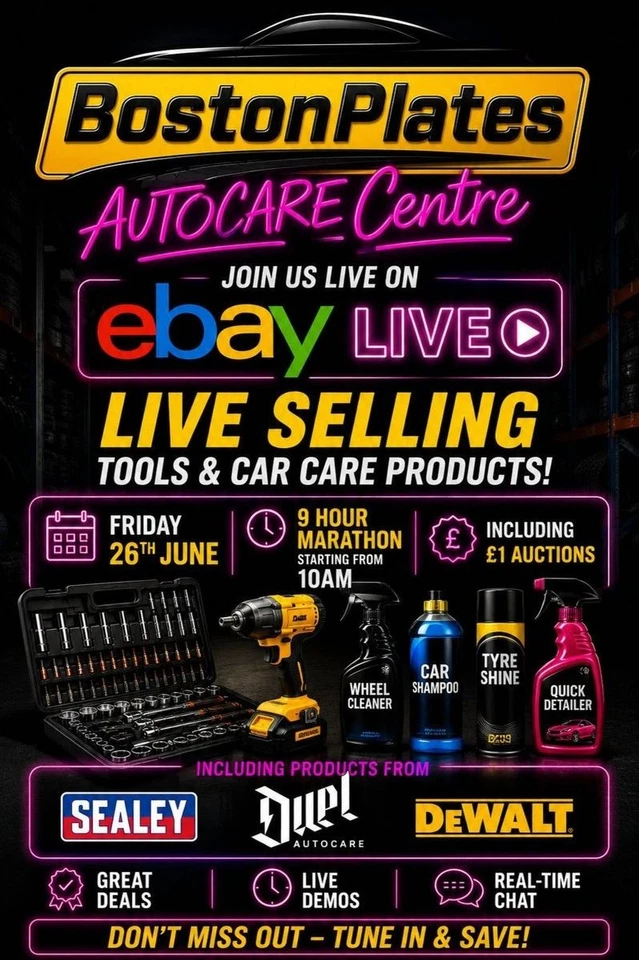 HUGE EVENT, MASSIVE DEALS. inc £1 Auctions on Tools, Car Care and More