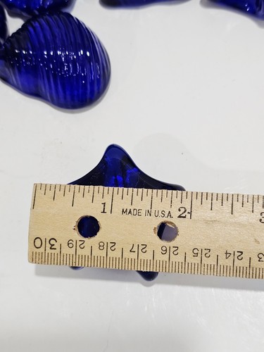 Vintage Cobalt Blue Glass Nautical Decor 12 Shells & Starfish Beach Tropical - Picture 14 of 15