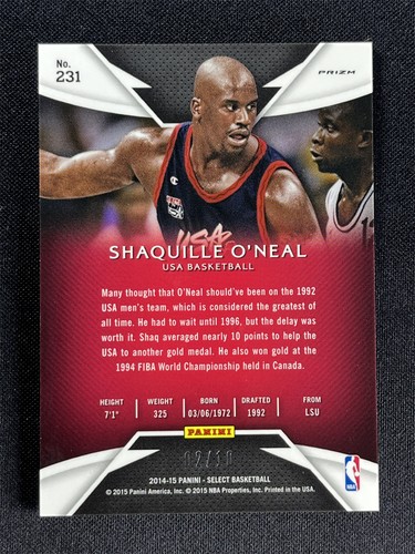 2014-15 Panini Select Shaquille O'Neal #231 Gold Checkerboard Prizm /10 - Picture 2 of 2